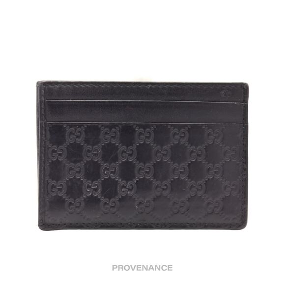 🔴 Gucci Card Holder Wallet - Black MicroGuccissima Leather - Picture 1 of 4